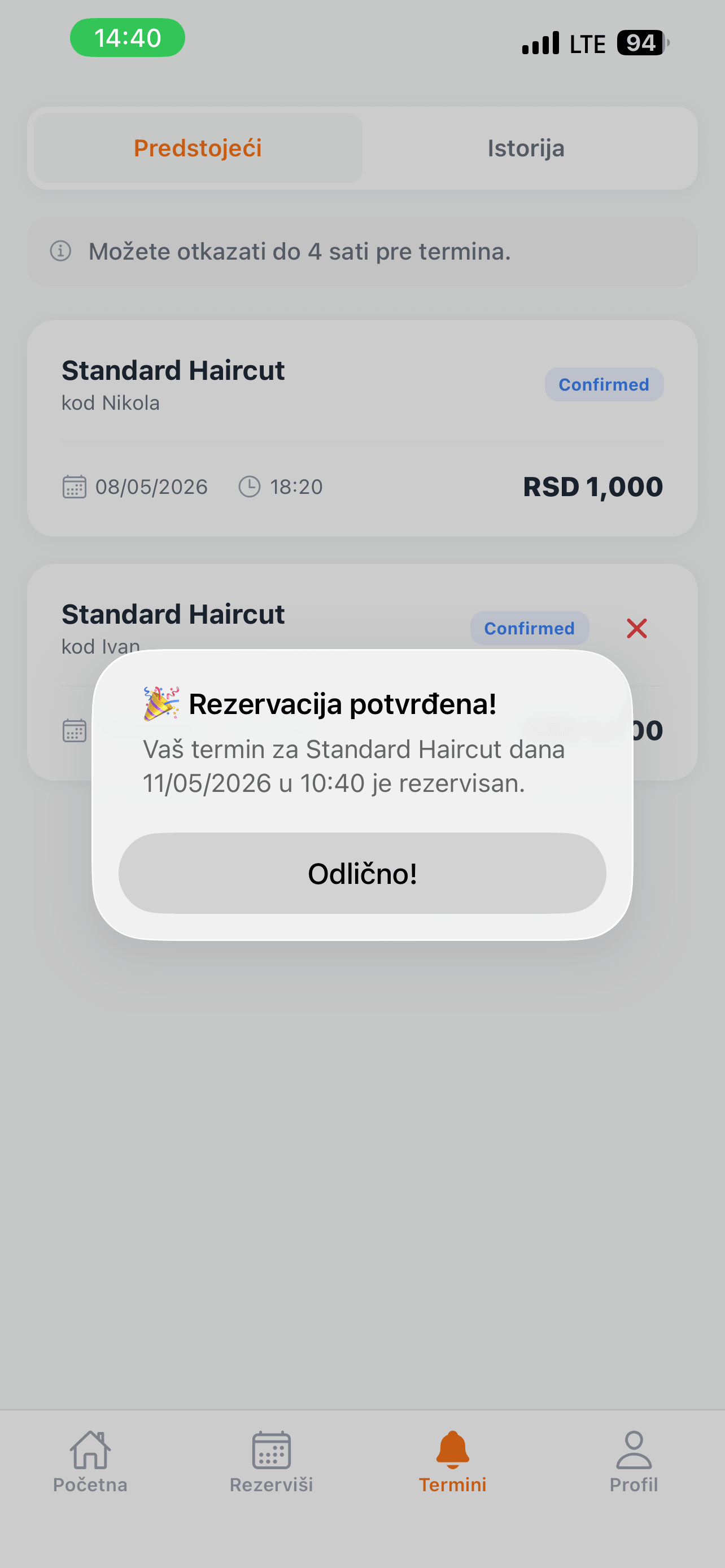 El sistema confirma
